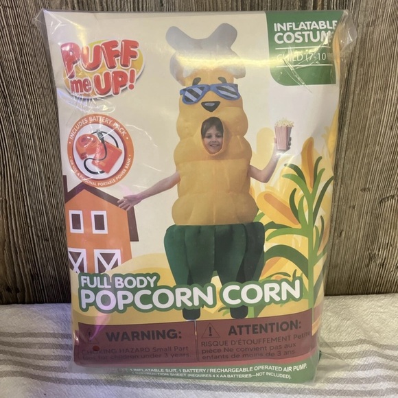 NWT Halloween kids ages 7 to 10 years old inflatable costume. Full body popcorn. - Picture 1 of 4